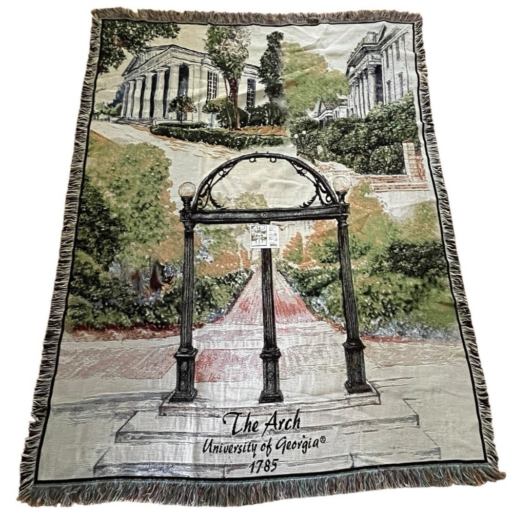 NWT University of Georgia The Arch Bulldogs Tapestry Stadium Blanket Throw 52x68